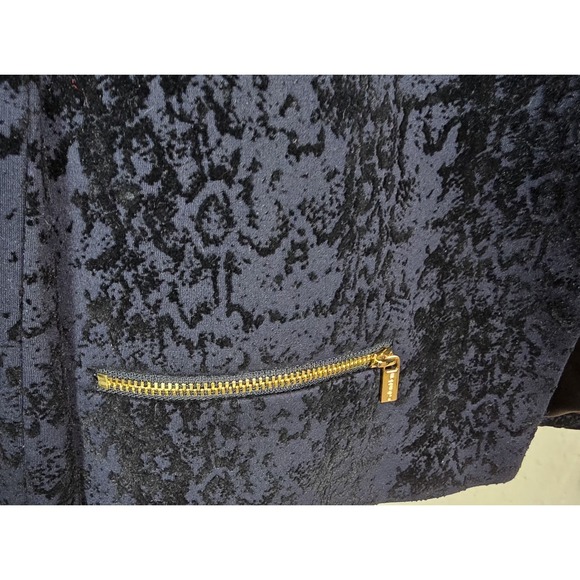 Calvin‎ Klein Women's Black Velvet Blazer Gold Zippers Size 8 - Picture 4 of 14